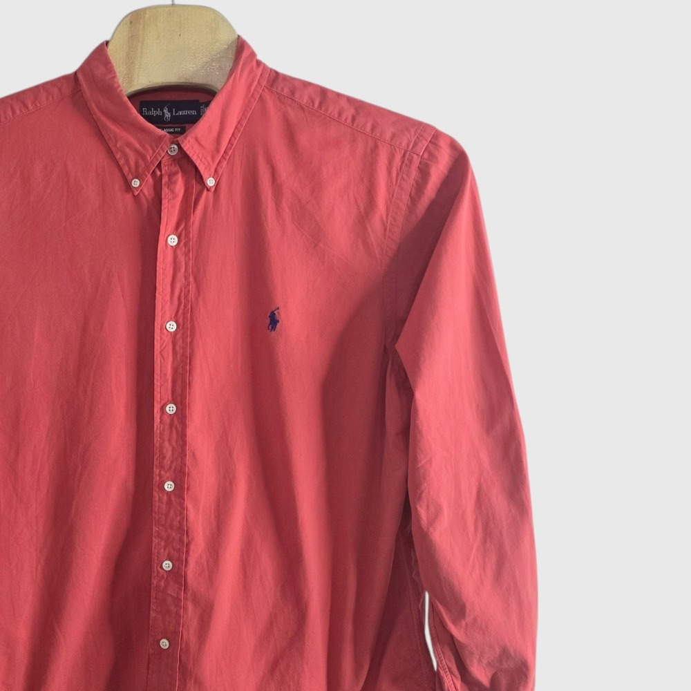 Ralph Lauren Classic Fit Button Down Shirt Coral Red XXL Long Sleeve Cotton
